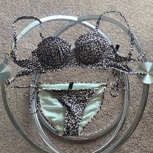 Ninety-Nine Black Leopard Molded Cup Bikini Set Size XS